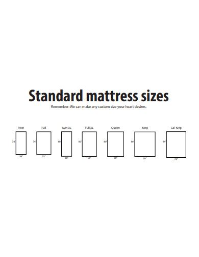 FREE 10+ Bed Size Chart Samples in PDF