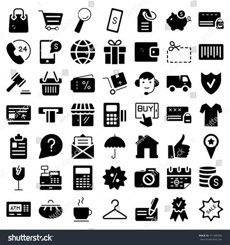 E-Commerce. Flat Web Icons Set. Stock Photo 411286282 : Shutterstock