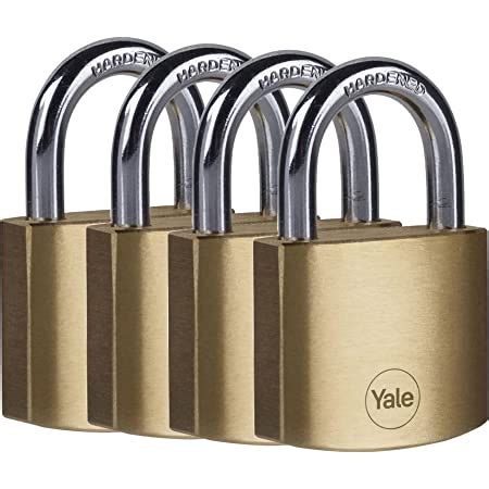 Yale Y110B 40 122 4 4 Pack Of Brass Padlocks 40 Mm Indoor Locks