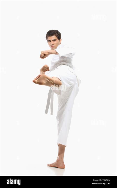 Man in judo stance Stock Photo - Alamy