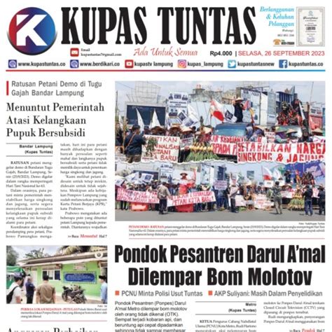 Kupas Tuntas Surat Kabar Harian Kupas Tuntas Edisi Selasa 26