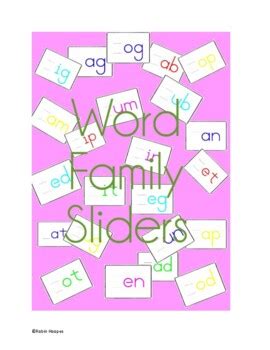 Word Family Sliders by Robin Hoopes | Teachers Pay Teachers