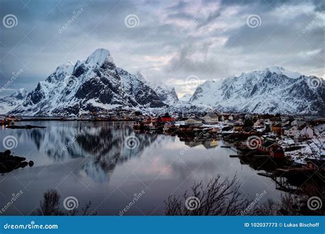 Reine Norway stock image. Image of dramatic, nordic - 102037773