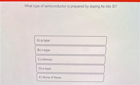 Solved What type of semiconductor is prepared by doping As | Chegg.com