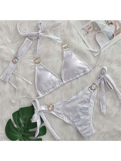 Med Pannband Halterneck Scrunch Rumpa Bikini Damba Vicedeal