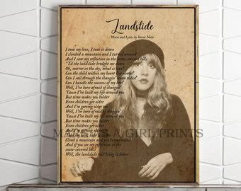 Landslide Wall Print Fleetwood Mac Stevie Nicks Poster Classic Song