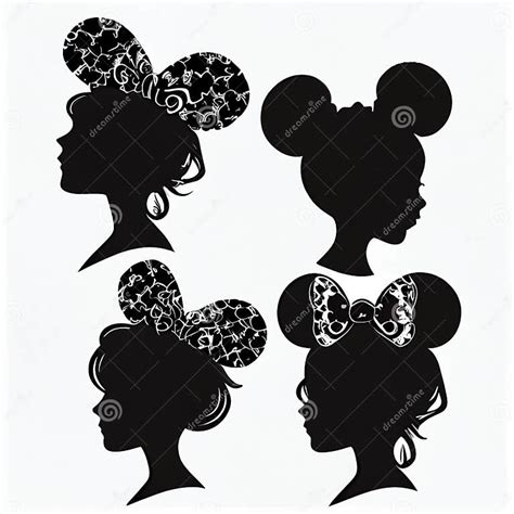 Set Of 4 Hand Drawn Minnie Mouse Head Silhouette Stickers Made With