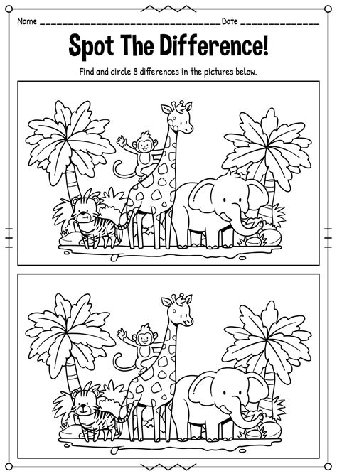 Spot The Difference Puzzles Printable Fun Worksheets For Kids Visual