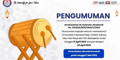 Pengumuman Libur Hari Raya Idul Fitri 1444 H University For Your Future