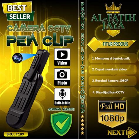 Jual Kamera Pengintai Spy Camera Bentuk Pulpen Clip 1080P T189 Black IP