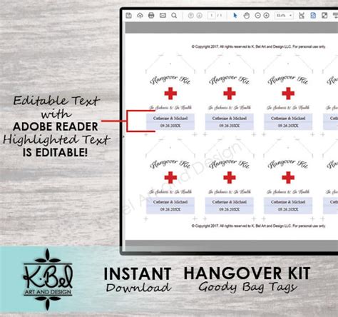 Printable Hangover Kit Label Template