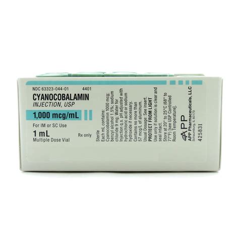 Cyanocobalamin Vitamin B12 Injection 1000 Mcg Ml Multiple Dose Vial