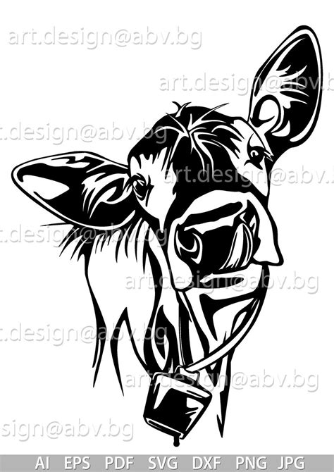 Vector COW With Bell Calf Head AI Png Eps Pdf Svg Dxf Etsy