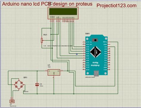 Arduino Nano LCD PCB design on proteus