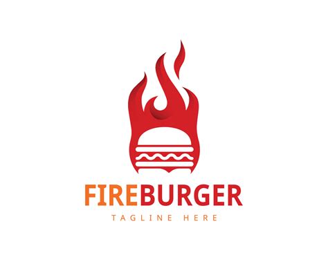 Hot Burger Logo Design Template Creative Hamburger Fire Label Logo Design Vector 10625358
