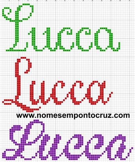 Gráficos de Nomes em Ponto Cruz Nome Lucca em Ponto Cruz