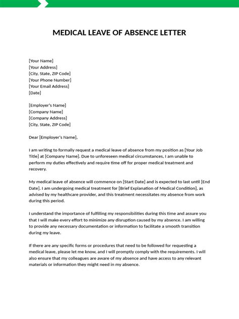 medical leave  absence request letter