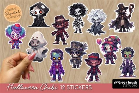 Creepy Halloween Printable Stickers Graphic by Orange Brush Studio · Creative Fabrica