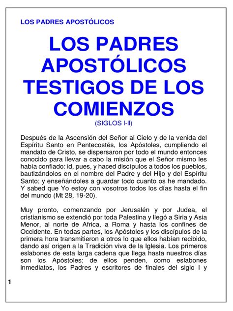 Ebook Los Padres Apostólicos Testigos De Los Comienzos Pdf Cristo