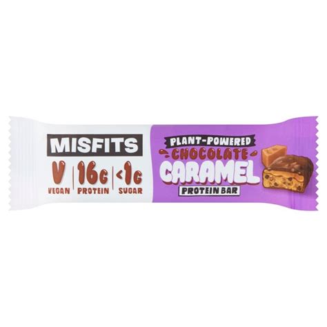 Misfits Vegan Chocolate Caramel Protein Bar Ocado