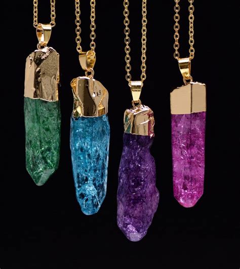 Pink Quartz Pendant Crystal Point Necklace by FlorangeJewelry