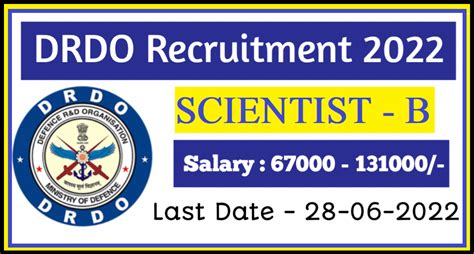 {official} Drdo Scientist B Recruitment 2022 Apply Online For 630 Posts