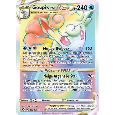 Goupix D Alola Vstar Arc En Ciel Secr Te Rare Carte