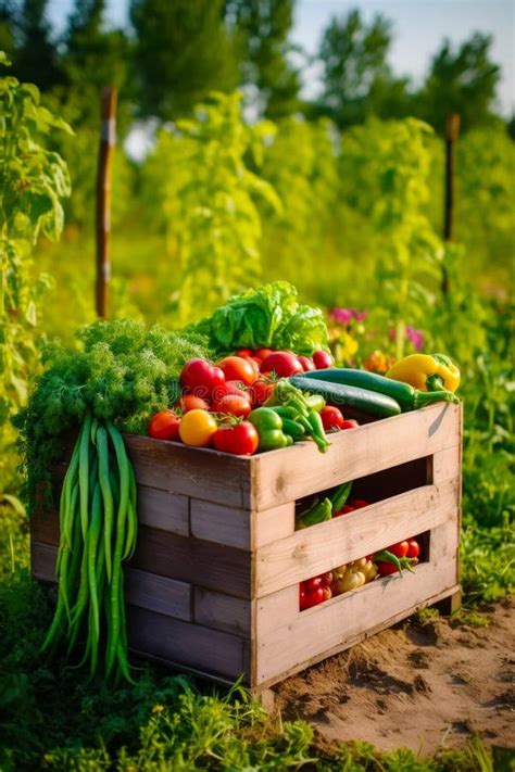 Caja De Madera Llena De Muchos Tipos Diferentes De Frutas Y Verduras