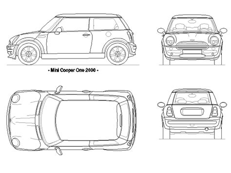 Autom Vil Mini Cooper One En Autocad Cad Kb Bibliocad