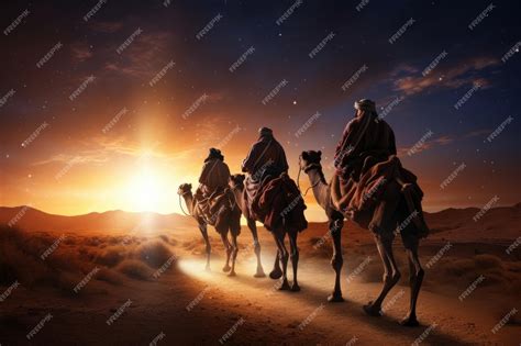 Premium AI Image | Three kings illuminated by the radiant guiding star ...