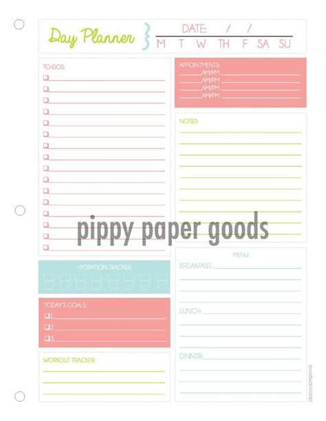 Instant Download Printable Day Planner Binder Friendly By