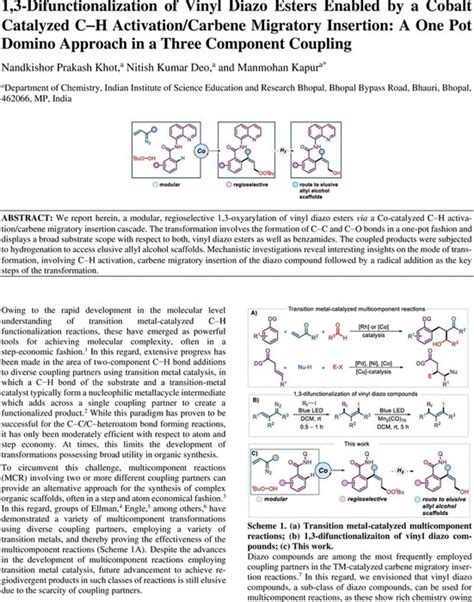 Difunctionalization Of Vinyl Diazo Esters Enabled By A Cobalt