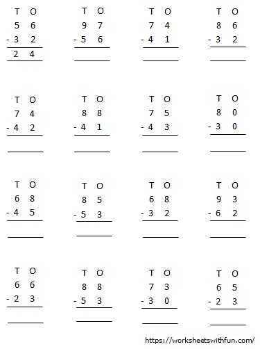 Maths Class Subtraction Of Digit Numbers Without Borrowing