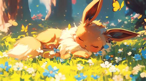 Floral Eevee 4K Wallpaper for PC - Aesthetic Pokemon Background