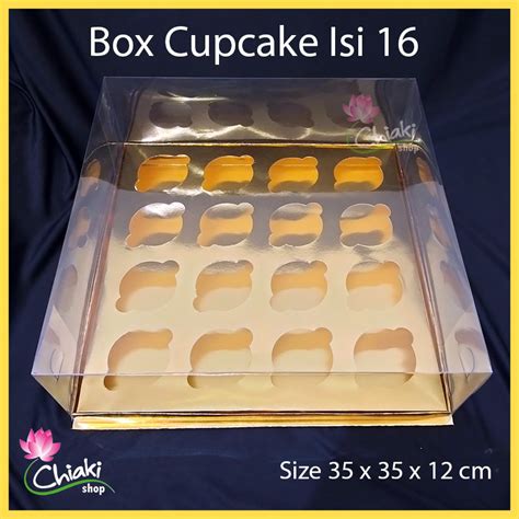 Jual Box Mika Gold Cupcake Isi 16 Uk 35x35x12 Donat Dus Kue Kardus Emas