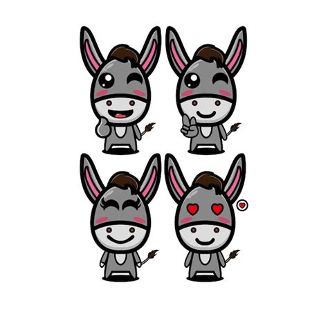 Paquete De Burro De Dibujos Animados Lindo Con Personaje Vector Premium