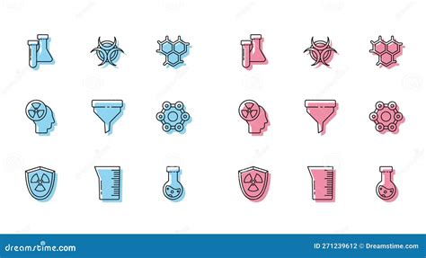 Set Line Radioactive In Shield Laboratory Glassware Or Beaker Test