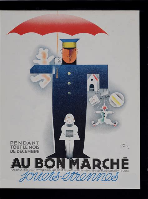 Jean CARLU Au bon marché 1932 Petite affiche lithographique Art