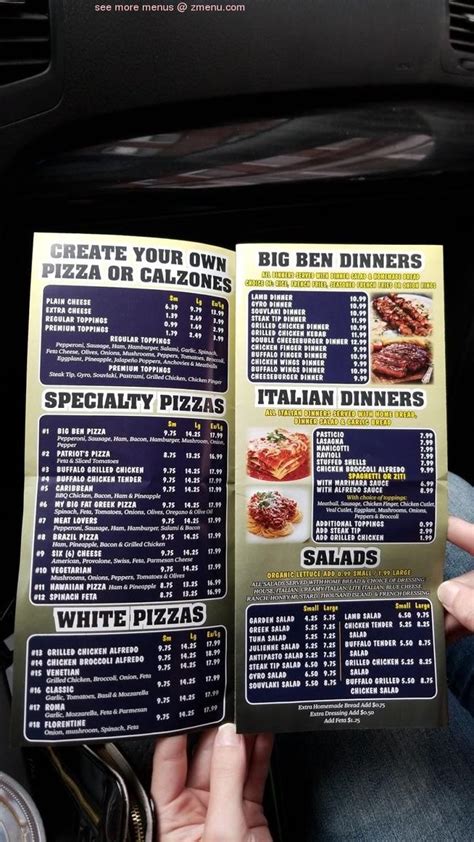 Online Menu of Big Cheese Pizza Restaurant, Hooksett, New Hampshire ...