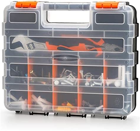 Dicunoy Small Parts Organizer Plastic Tools Storage Box Double Sided