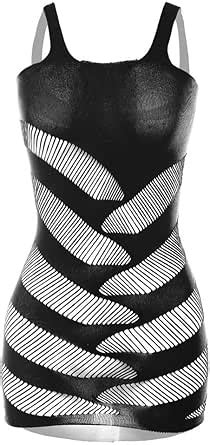 Amazon Vorifun High Elastic Women Fishnet Lingerie Mesh Chemise Babydoll Mini Dress