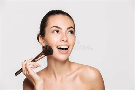 Close Up Beauty Portrait Of A Laughing Half Naked Woman Stock Image