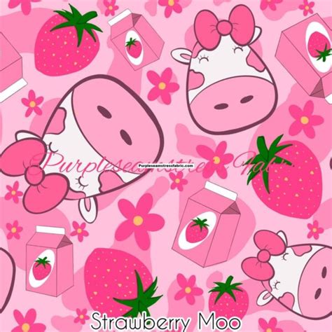 Strawberry Moo Purpleseamstress Fabric