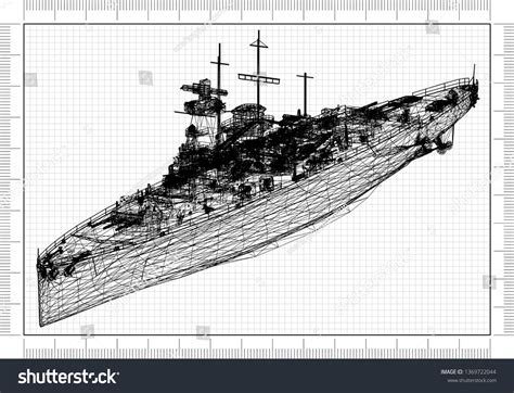 War Ship Architect Blueprint 3d Renderings Stock Illustration ...