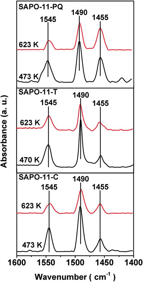 FT IR Spectra Of Pyridine Py Adsorbed On Synthesized SAPO 11 C