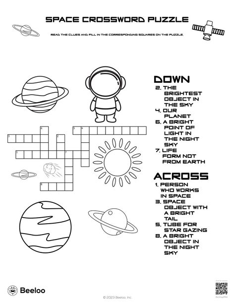 Space Themed Crossword Puzzles Beeloo Printable Crafts And Activities