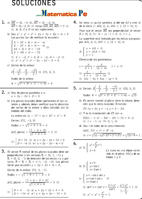 Curvas Y Superficies Ejercicios Resueltos Matematicas 2 Bachillerato Pdf