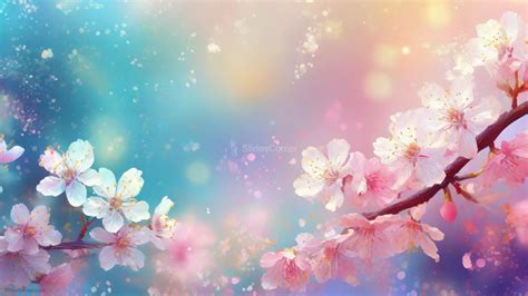 Powerpoint Background Spring with Pretty Pastel Cherry Blossoms ...