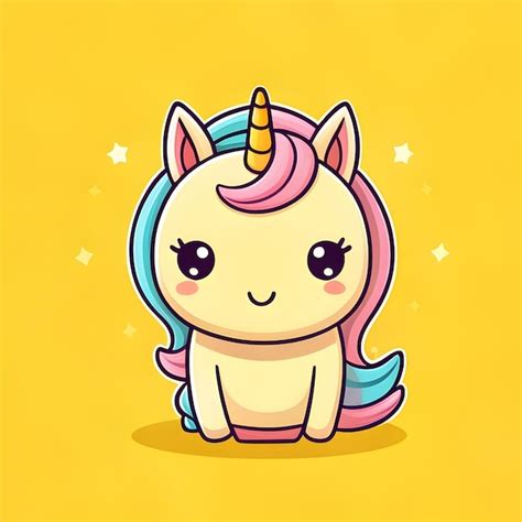 Premium Photo Cute Kawaii Unicorn Vector Clipart Icon Cartoon