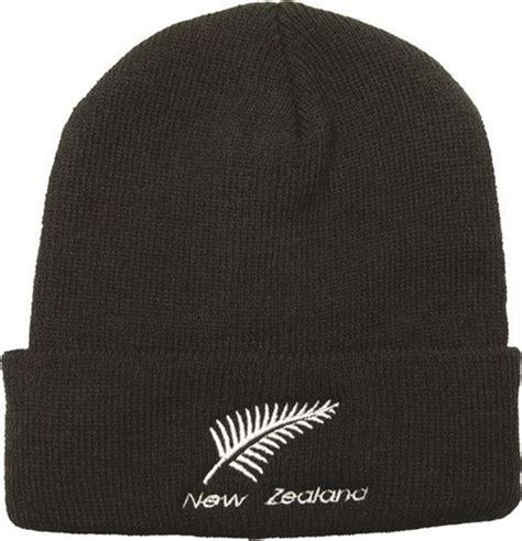 Beanie Silver Fern Black Gift Shop Glenfield Souvenirs Kiwiana